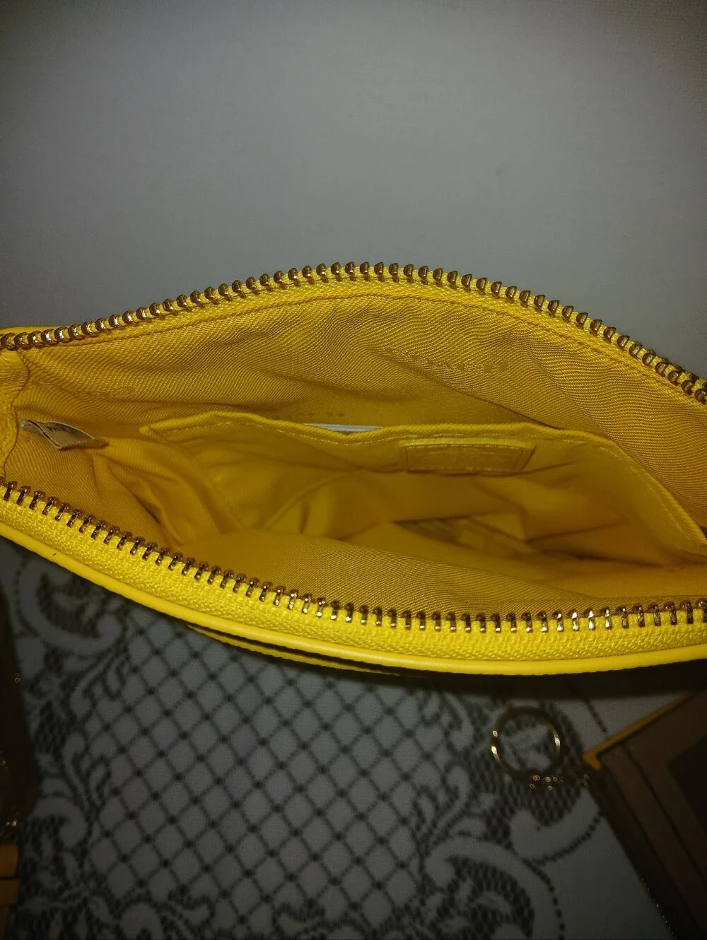COACH Yellow Crossbody Bag with Plaid Wallet and Card Case